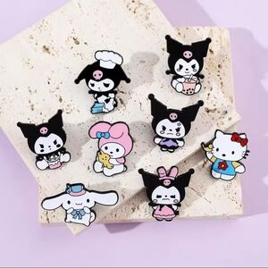 8 piece Sanrio Hello Kitty and Kuromi enamel pins for bags backpack clothes hats